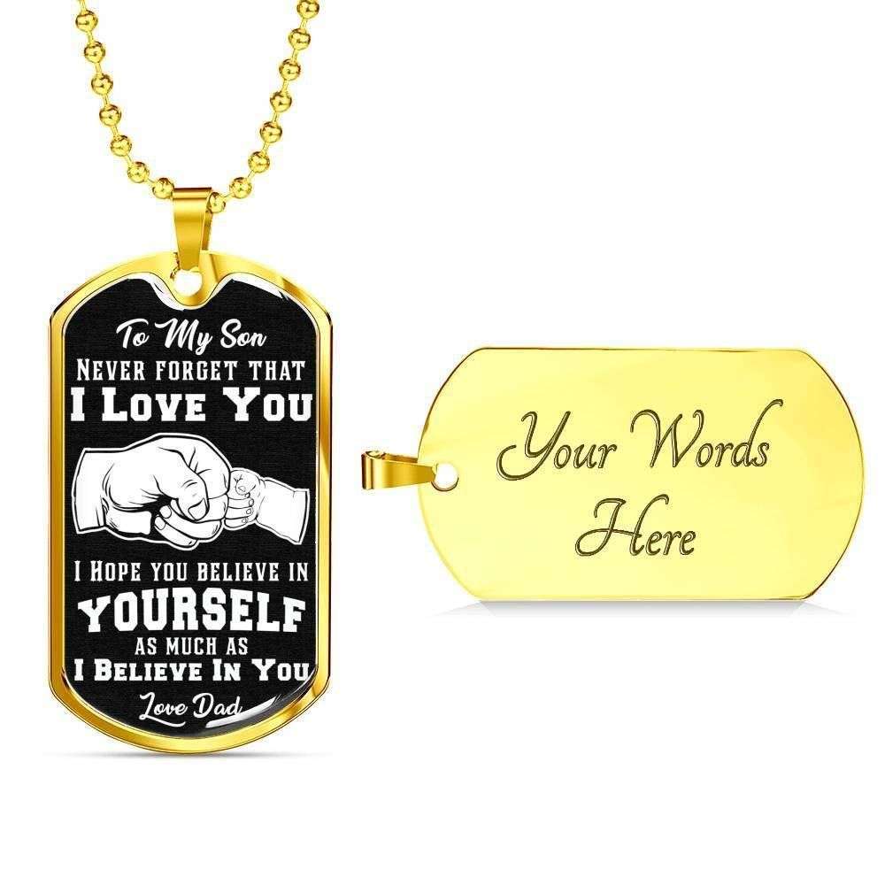 Son Dog Tag “ To My Son “ Never Forget “ Dog Tag Military Chain Necklace Gifts For Son Rakva