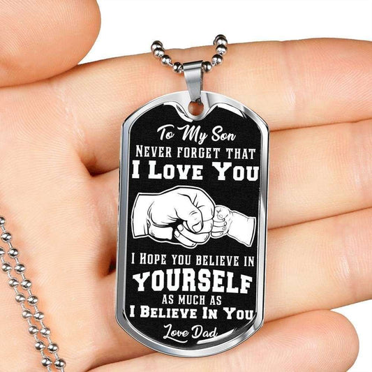Son Dog Tag “ To My Son Never Forget That I Love You Dog Tag Military Chain Necklace Gifts For Son Rakva