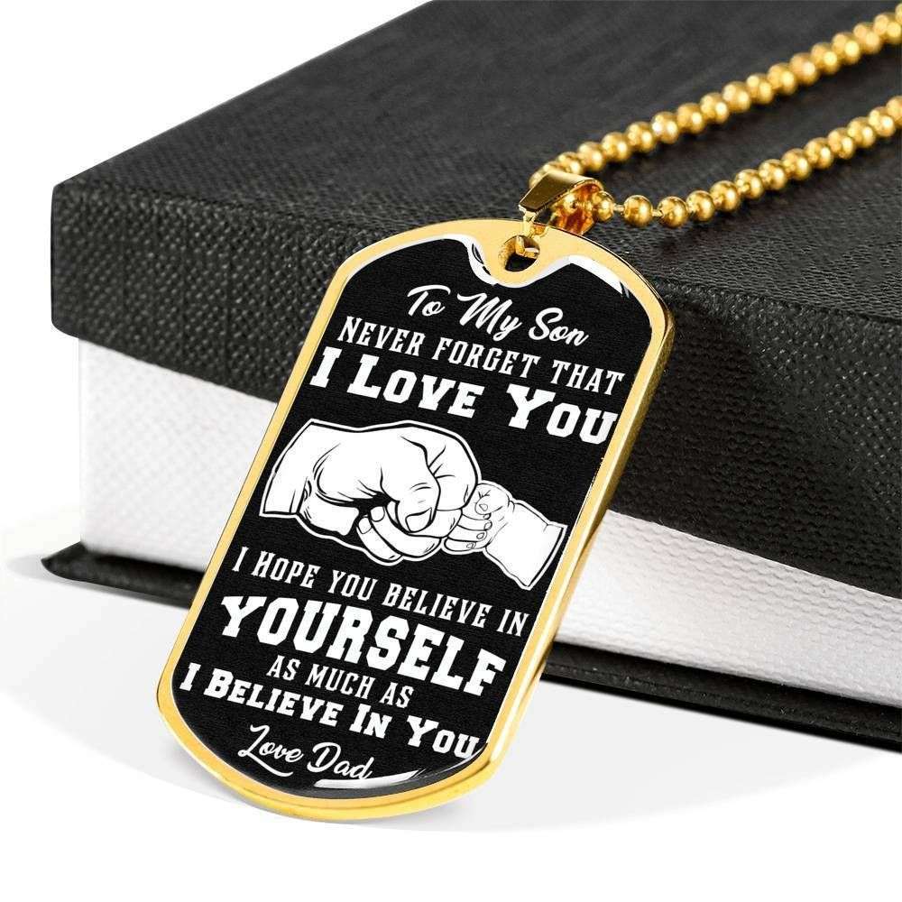 Son Dog Tag “ To My Son Never Forget That I Love You Dog Tag Military Chain Necklace Gifts For Son Rakva