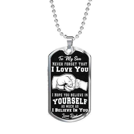 Son Dog Tag, To My Son Never Forget That I Love You Dog Tag Necklace Gifts For Son Rakva