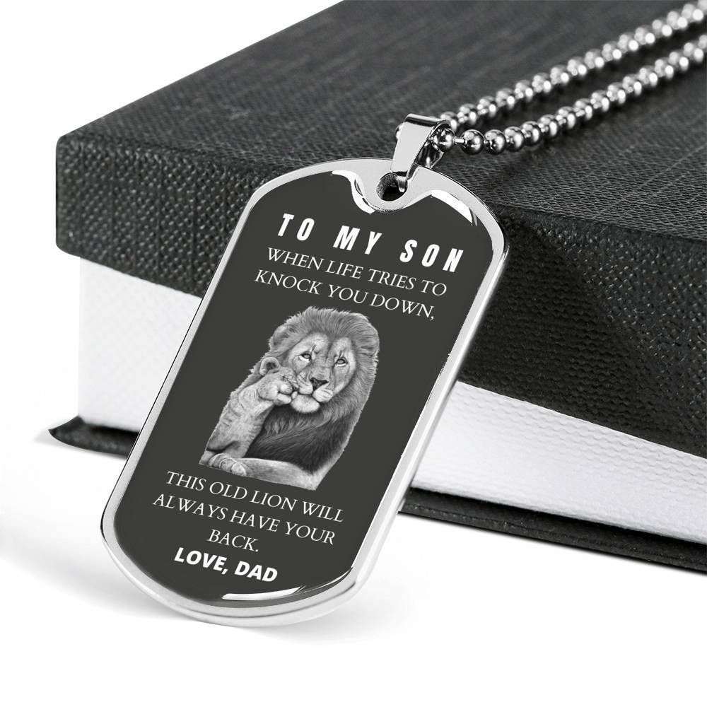 Son Dog Tag “ To My Son When Life Tries To Knock You Dog Tag Military Chain Necklace Gifts For Son Rakva