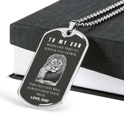 Son Dog Tag “ To My Son When Life Tries To Knock You Dog Tag Military Chain Necklace Gifts For Son Rakva