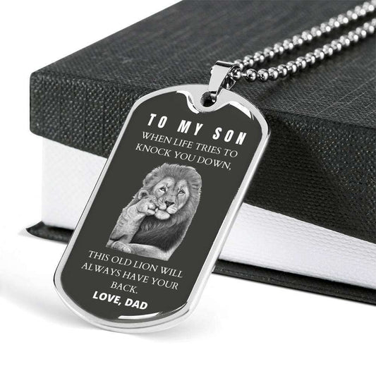 Son Dog Tag “ To My Son When Life Tries To Knock You Dog Tag Military Chain Necklace Gifts For Son Rakva