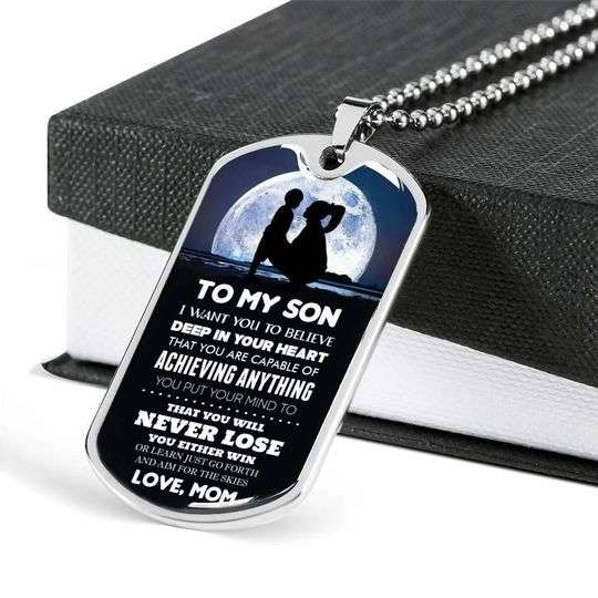 Son Dog Tag, To My Son You Are Capable Of Achieving Anything Dog Tag Necklace Gifts For Son Rakva