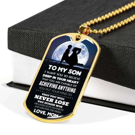 Son Dog Tag, To My Son You Are Capable Of Achieving Anything Dog Tag Necklace Gifts For Son Rakva