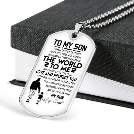 Son Dog Tag “ To My Son You Are The World To Me Dog Tag Military Chain Necklace Gifts For Son Rakva