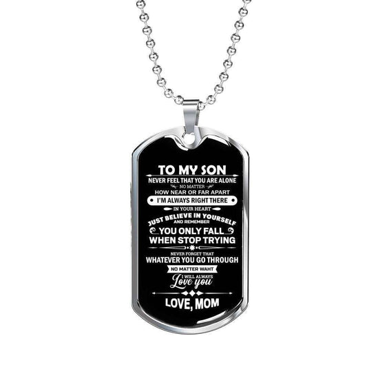 Son Dog Tag “ To My Son You Only Fall When Stop Trying Dog Tag Military Chain Necklace Gifts For Son Rakva