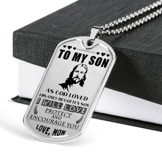 Son Dog Tag, To My Son:Gift For Son From Mom,Birthday Gift For Son, Amazing Dog Tag For Son Gifts For Son Rakva