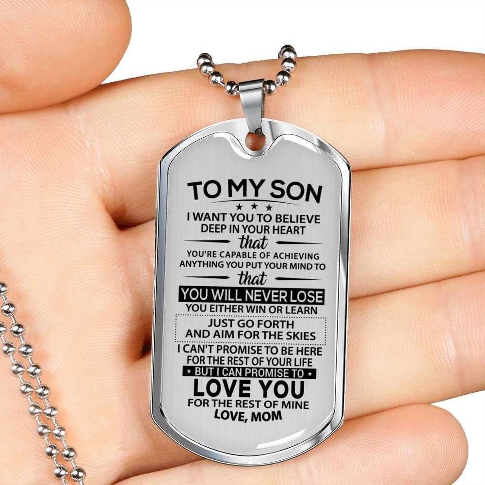 Son Dog Tag “ You Will Never Lose Dog Tag Military Chain Necklace Mom Giving Son Gifts For Son Rakva