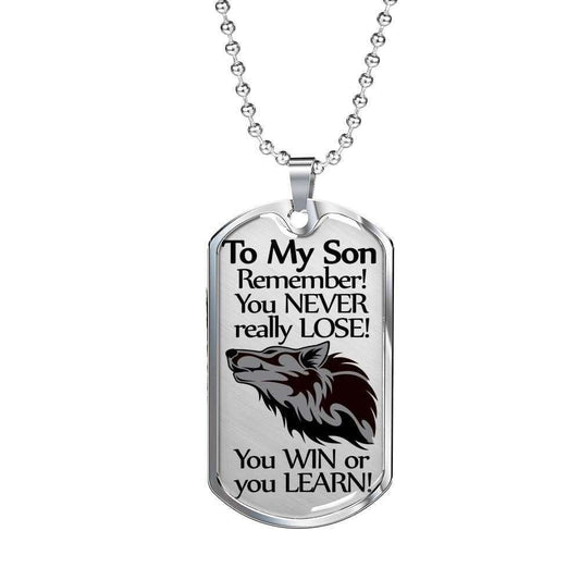 Son Dog Tag “ You Win Or You Learn Dog Tag Military Chain Necklace Gift For Son Gifts For Son Rakva