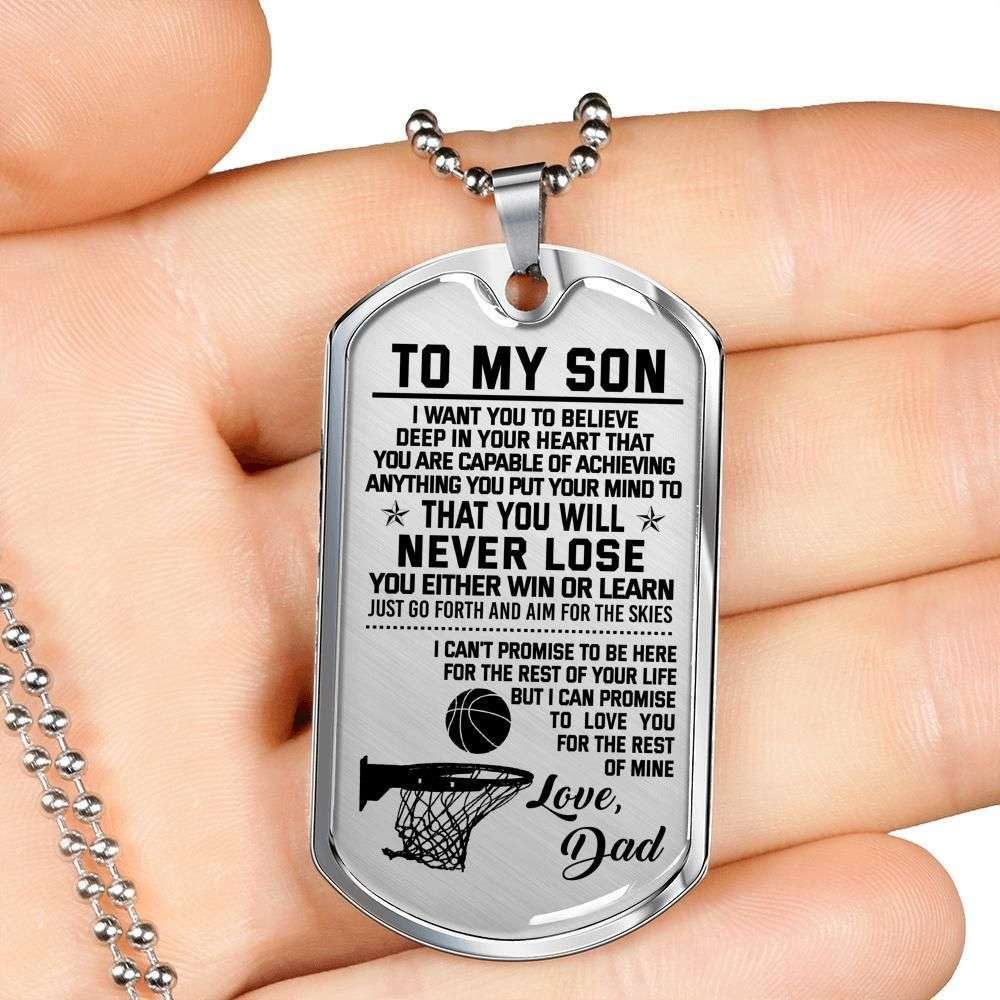 Son Dog Tag “ You’Ll Never Lose Basketball Gift Dad To Son Dog Tag Military Chain Necklace Gifts For Son Rakva