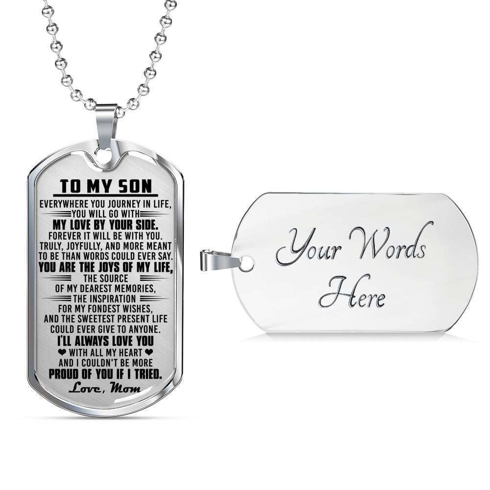 Son Dog Tag “ You’Re The Joys Of My Life Mom Giving Son Dog Tag Military Chain Necklace Gifts For Son Rakva