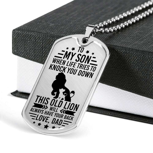 Son Dog Tagthis Old Lion Always Have You Back Dad Giving Son Dog Tag Military Chain Necklace Gifts For Son Rakva