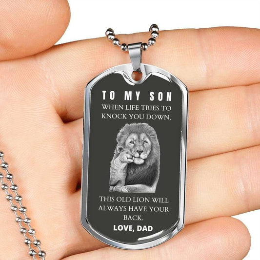 Son Dog Tagthis Old Lion Will Always Have Your Back Dog Tag Military Chain Necklace Dad Gift For Son Gifts For Son Rakva