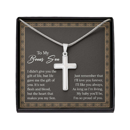 Son Necklace, Bonus Son Birthday Gift “ Bonus Son Cross Necklace Bonus Son Gift Gifts For Son Rakva