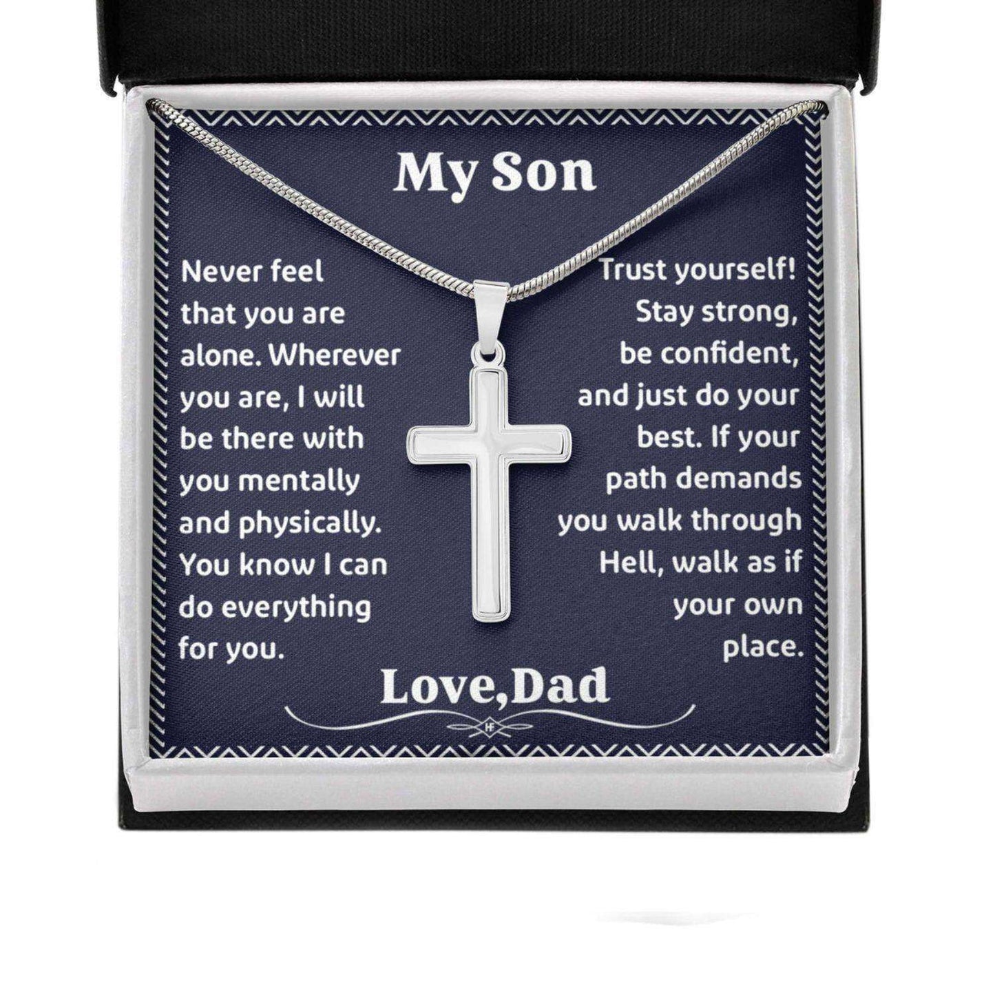 Son Necklace, My Son Never Feel That You Are Alone From Dad, Message Card Gifts For Son Rakva