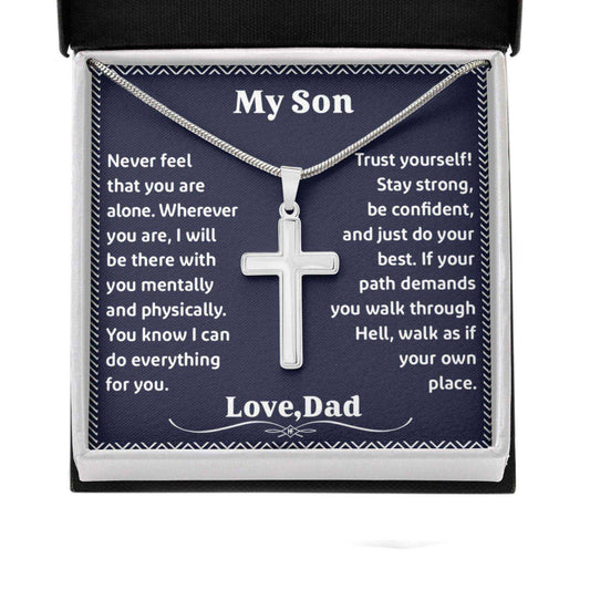 Son Necklace, My Son Never Feel That You Are Alone From Dad, Message Card Gifts For Son Rakva