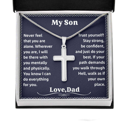 Son Necklace, My Son Never Feel That You Are Alone From Dad, Message Card Gifts For Son Rakva