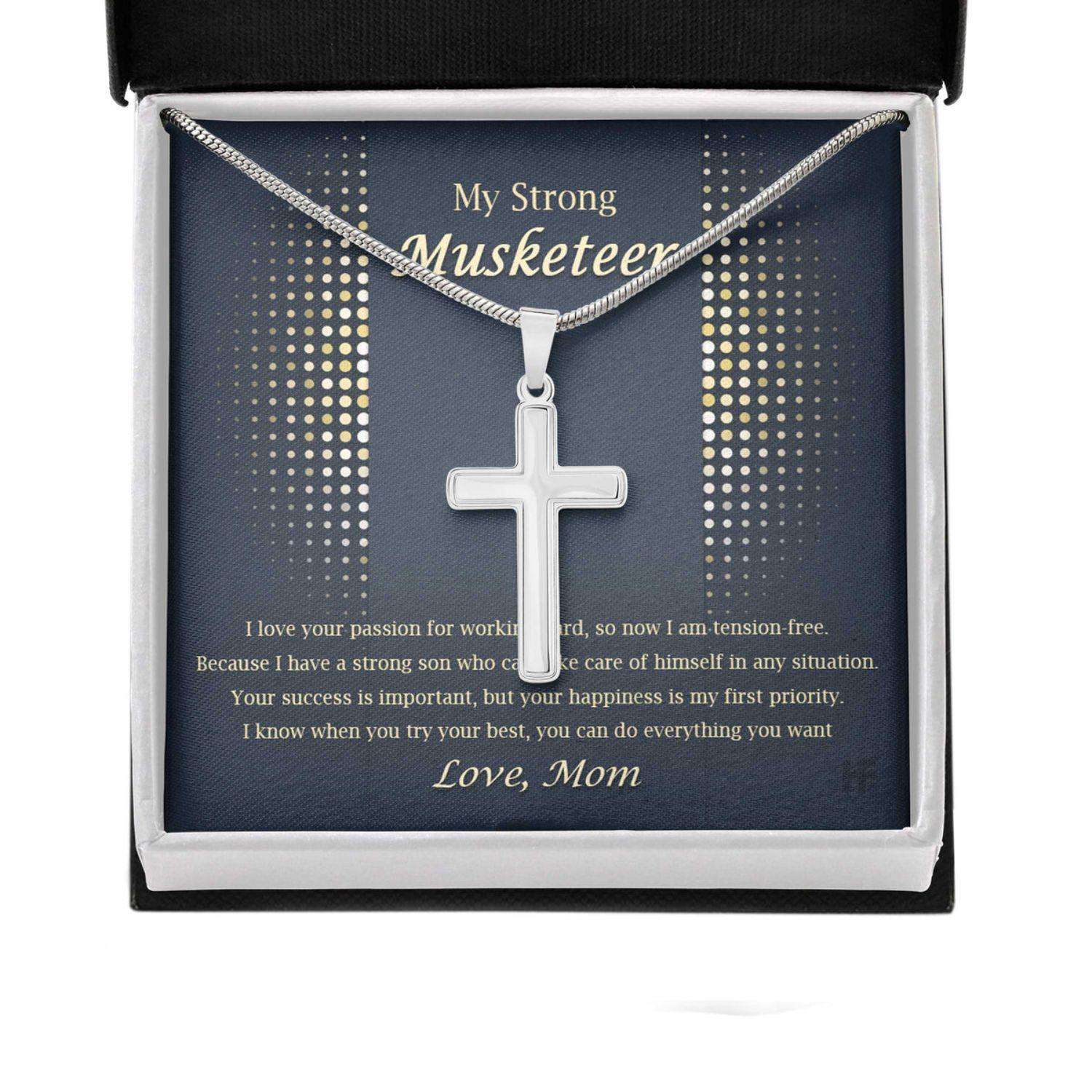 Son Necklace, My Strong Musketeer You Can Do Everything From Mom, Message Card Gifts For Son Rakva