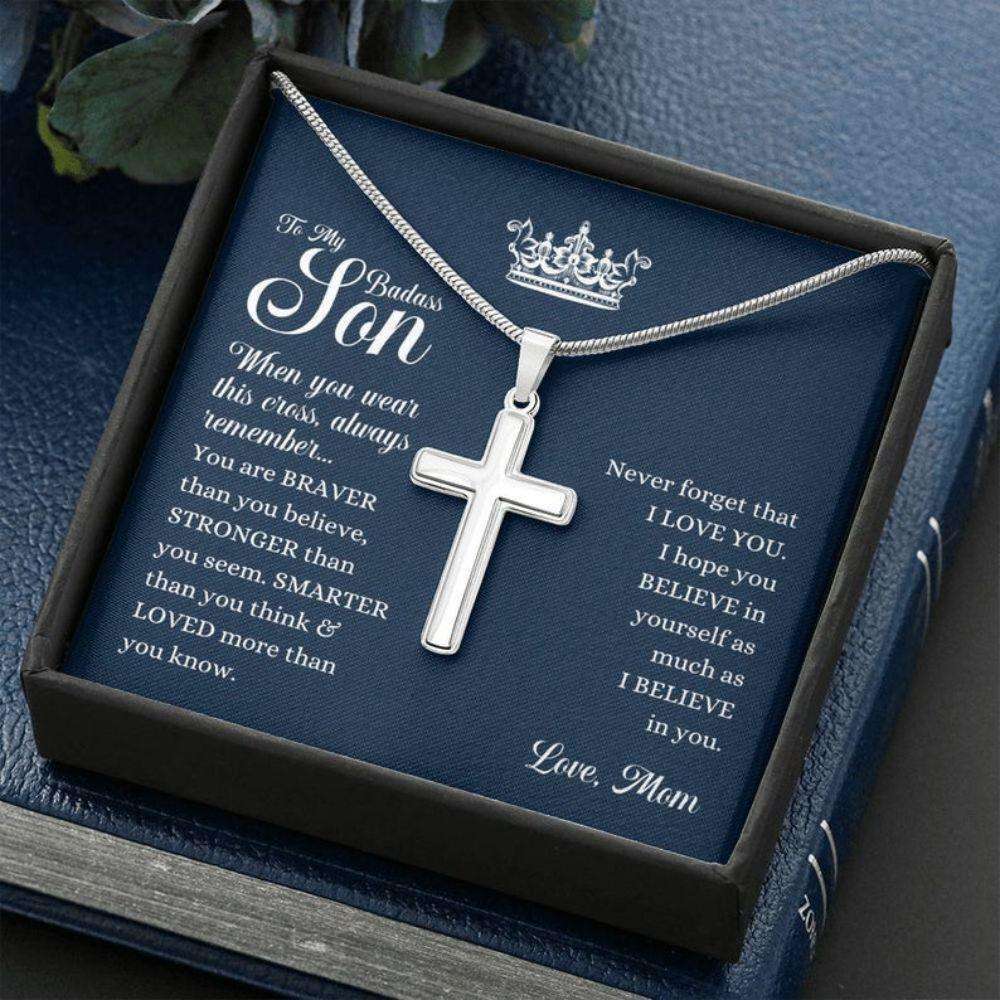 Son Necklace, To My Badass Son Necklace “ Birthday Gift For Son, Son Graduation Gifts Gifts for Mother (Mom) Rakva