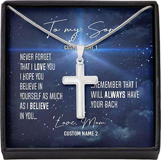 Son Necklace, To Son From Mom Love Believe Have Your Back Necklace Gift For Men, Last Minutes Gift Gifts for dad Rakva