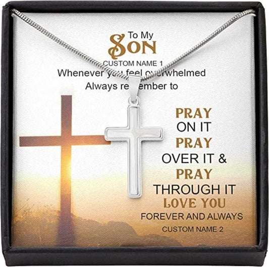 Son Necklace, To Son Necklace Gift “ Overwhelmed Pray Love Forever Always Gifts for dad Rakva