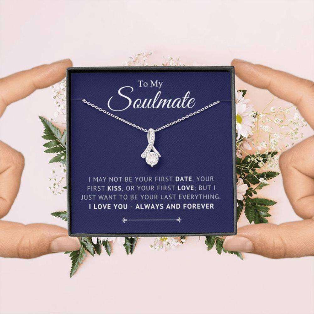 Soulmate Necklace, Gift For Girlfriend Wife Fiancee, Engagement Gift Necklace For Karwa Chauth Rakva