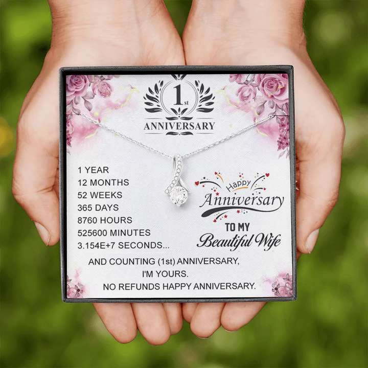 Special First Anniversary Gift For Wife - Pure Silver Pendant With Message Card For Karwa Chauth Rakva