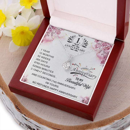 Special First Anniversary Gift For Wife - Pure Silver Pendant With Message Card For Karwa Chauth Rakva