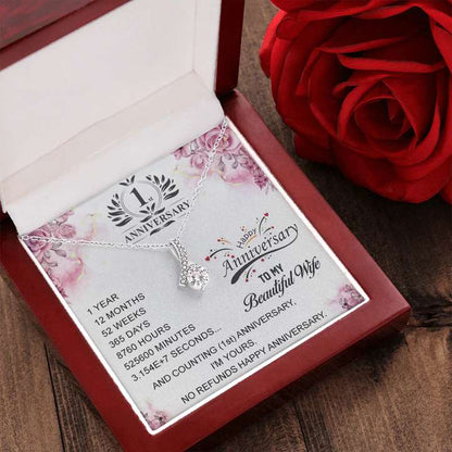 Special First Anniversary Gift For Wife - Pure Silver Pendant With Message Card For Karwa Chauth Rakva