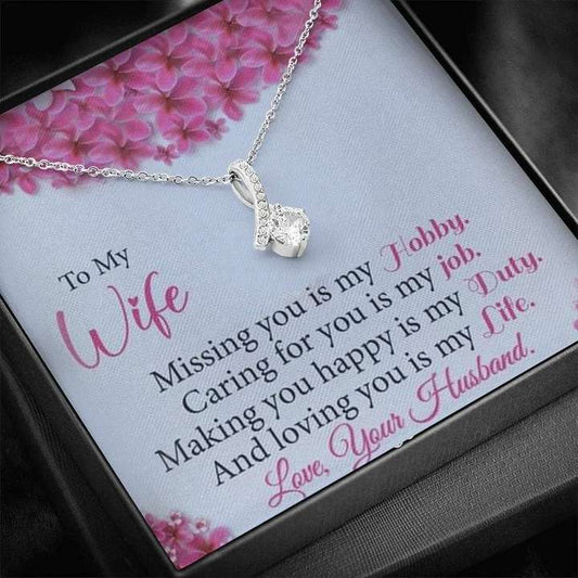 Special Gift For Wife With Message Card - 925 Sterling Silver Pendant For Karwa Chauth Rakva
