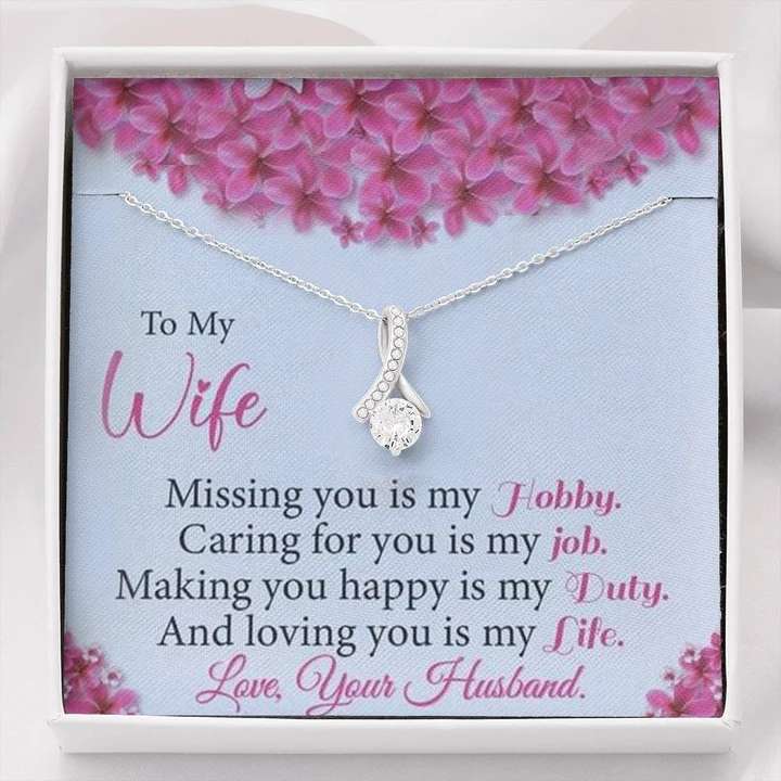 Special Gift For Wife With Message Card - 925 Sterling Silver Pendant For Karwa Chauth Rakva