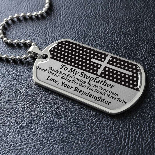 Stepdad Dog Tag, To My Stepfather Dog Tag Necklace, Gift For Stepfather, Bonus Dad Gifts For Father’S Day, Gift For Stepdad Christmas Day Rakva