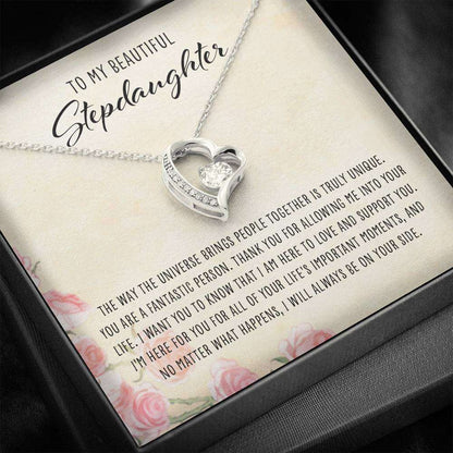 Stepdaughter Necklace, To My Beautiful Stepdaughter “ Forever Love Necklace Dughter's Day Rakva