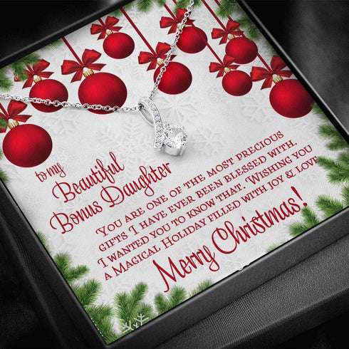 Stepdaughter Necklace, To My Bonus Daughter Christmas Necklace From Stepmom Or Stepdad Gifts For Daughter Rakva