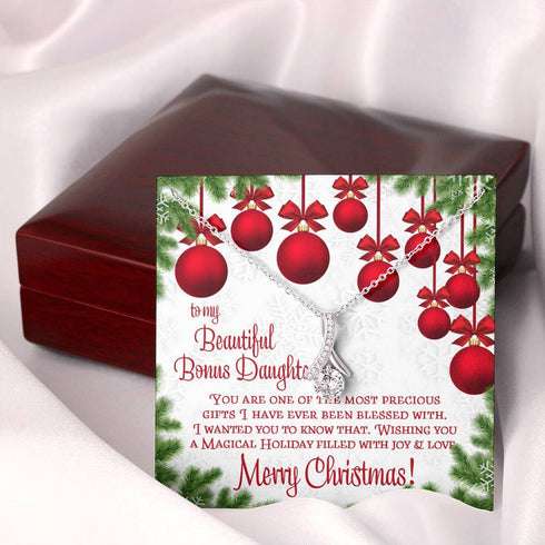 Stepdaughter Necklace, To My Bonus Daughter Christmas Necklace From Stepmom Or Stepdad Gifts For Daughter Rakva