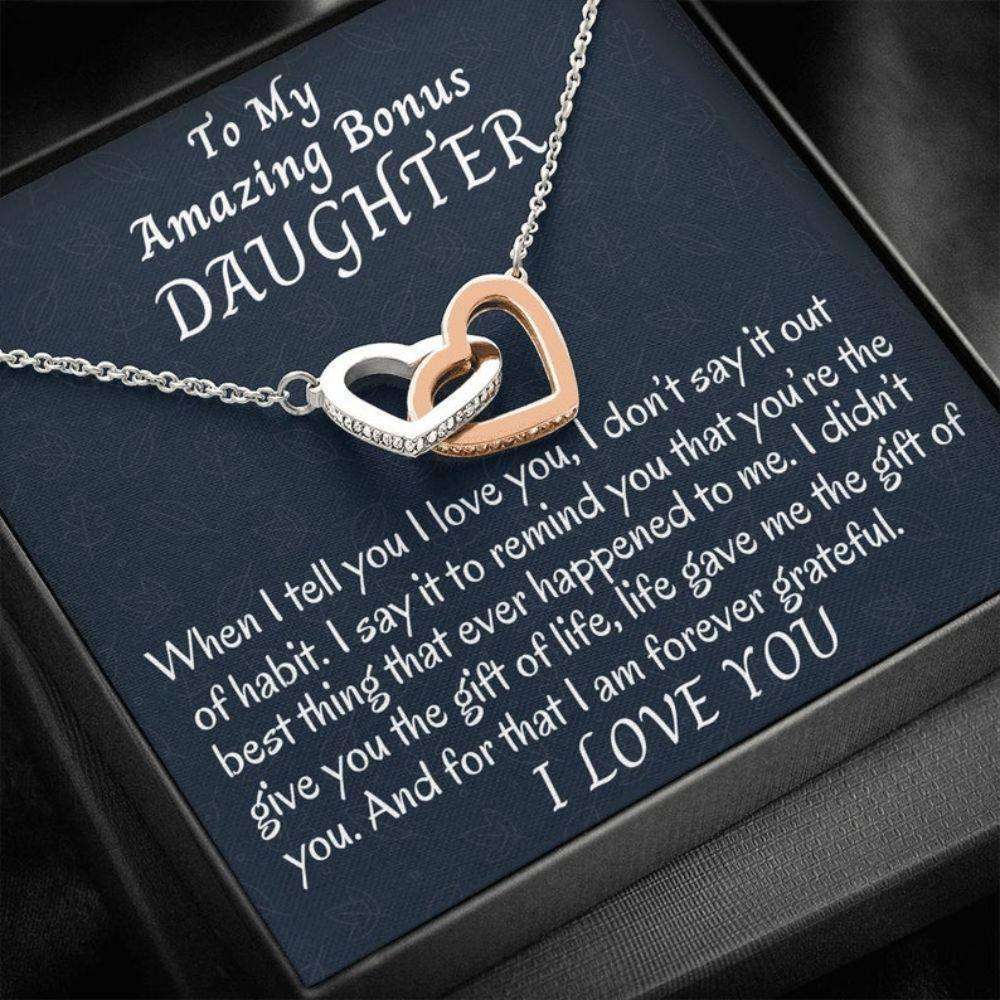 Stepdaughter Necklace, To My Bonus Daughter Two Hearts Necklace, Stepdaughter Gift, Gift For Bonus Daughter, Daughter In Law Dughter's Day Rakva