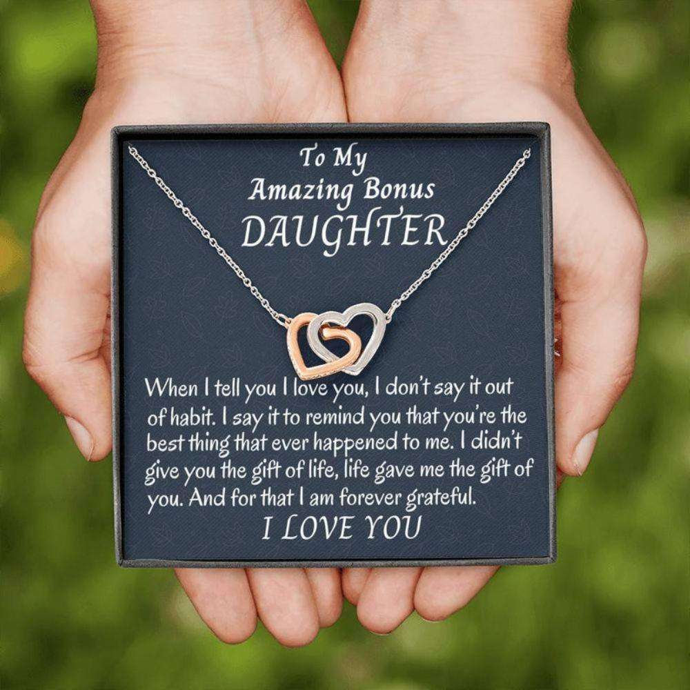 Stepdaughter Necklace, To My Bonus Daughter Two Hearts Necklace, Stepdaughter Gift, Gift For Bonus Daughter, Daughter In Law Dughter's Day Rakva