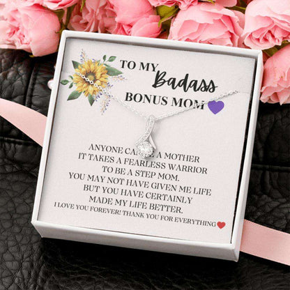 Stepmom Necklace, Gift For Badass Bonus Mom From Bonus Daughter Son, I Love You Forever Alluring Necklace Gifts For Daughter Rakva