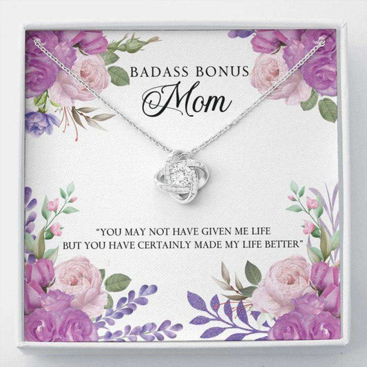 Stepmom Necklace, To My Badass Bonus Mom Œlife-So” Love Knot Necklace Gift Gifts for Mother (Mom) Rakva