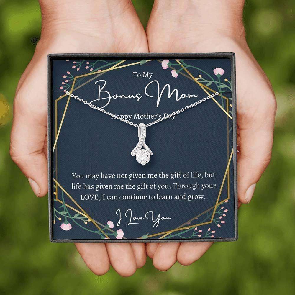 Stepmom Necklace, To My Bonus Mom Happy Mother’S Day Necklace Gift, Stepmom Gift From Stepson Stepdaughter Gifts For Daughter Rakva