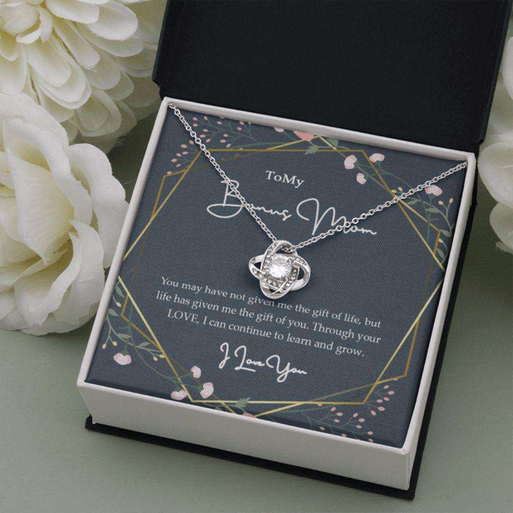 Stepmom Necklace, To My Bonus Mom Necklace, The Gift Of You, Gift For Stepmom Gift From Bride Love Knot Necklace Gifts for Mother (Mom) Rakva
