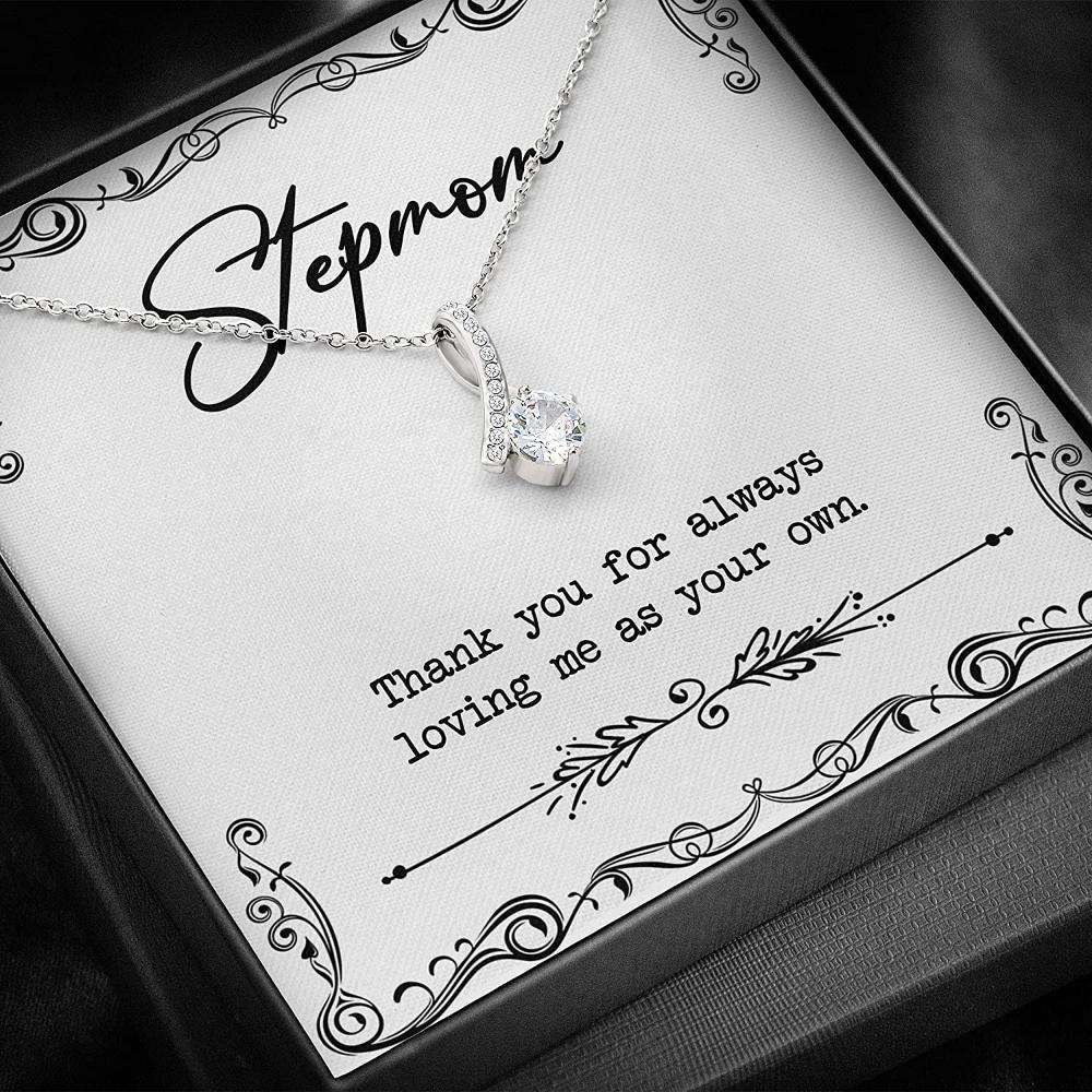 Stepmom Necklace, To My Stepmom Thank You Mom Necklace “ Bonus Mom Gift Mother Day Necklace Gifts for Mother (Mom) Rakva