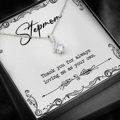 Stepmom Necklace, To My Stepmom Thank You Mom Necklace “ Bonus Mom Gift Mother Day Necklace Gifts for Mother (Mom) Rakva