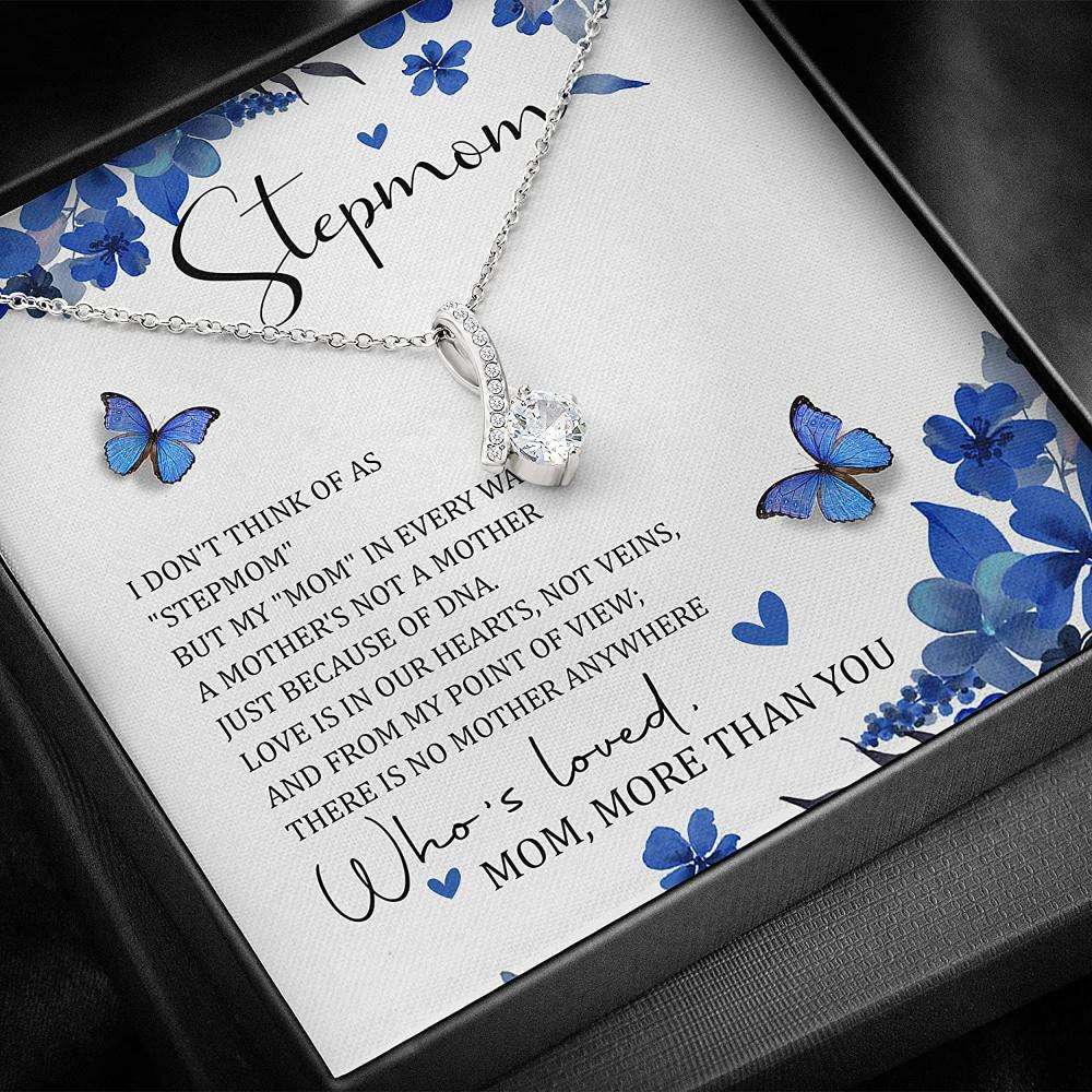 Stepmom Necklace, To My Stepmom Thank You Mom Necklace “ Bonus Mom Gift Mother Day Necklace Gifts for Mother (Mom) Rakva
