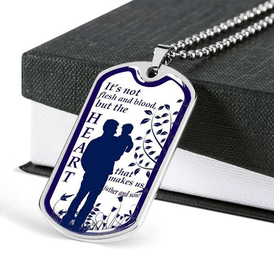 Stepson Dog Tag, It’S Not Flesh And Blood But The Heart Dog Tag Military Chain Necklace Gift For Step Son Gifts For Son Rakva