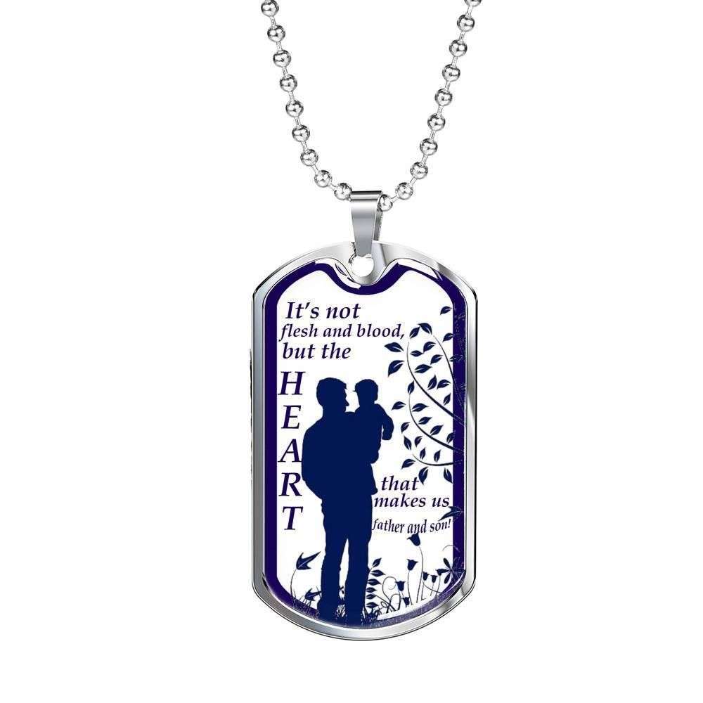 Stepson Dog Tag, It’S Not Flesh And Blood But The Heart Dog Tag Military Chain Necklace Gift For Step Son Gifts For Son Rakva