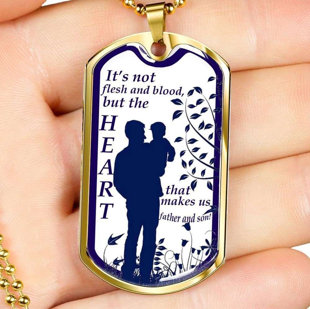 Stepson Dog Tag, It’S Not Flesh And Blood But The Heart Dog Tag Military Chain Necklace Gift For Step Son Gifts For Son Rakva