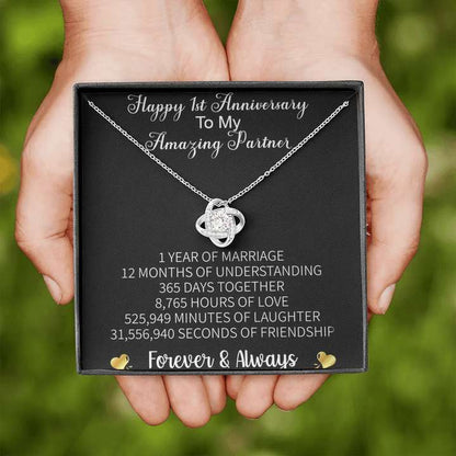 Surprise First Anniversary Gift Idea For Wife - Pure Silver Pendant With Message Card Happy Anniversary Rakva