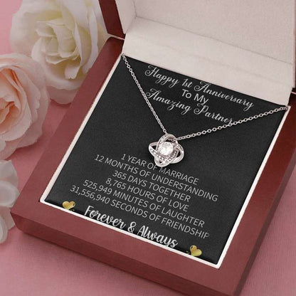 Surprise First Anniversary Gift Idea For Wife - Pure Silver Pendant With Message Card Happy Anniversary Rakva